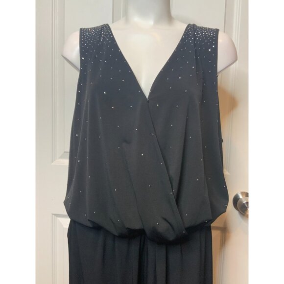 Michael Kors Black Sleeveless Belted Jumpsuit Jewel Sequins NWT $170, Size 2X - Picture 3 of 10